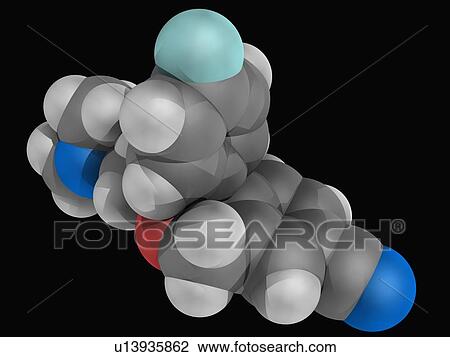 Escitalopram drug molecule View Large Illustration Drawing - Escitalopram drug molecule. Fotosearch