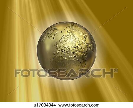 Golden Earth, artwork View Large Illustration Stock Illustration - Golden Earth, artwork. Fotosearch