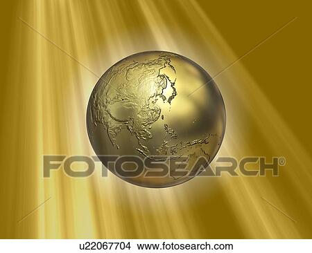 Golden Earth, artwork View Large Illustration Stock Illustration - Golden Earth, artwork. Fotosearch