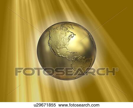 Stock Illustration - Golden Earth, artwork. Fotosearch