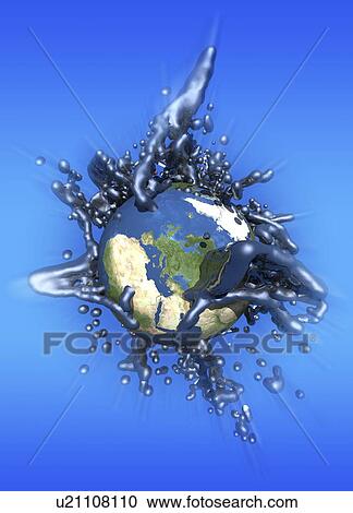 Clipart - Grey goo engulfing Earth, artwork. Fotosearch