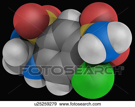 Stock Illustration - Hydrochlorothiazide drug molecule. Fotosearch