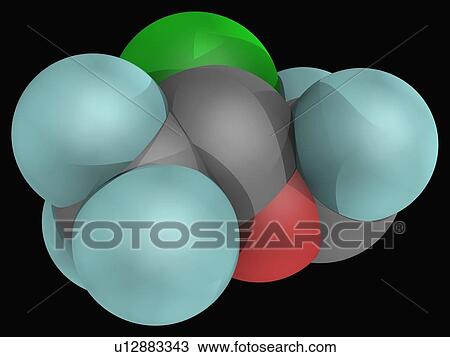 Drawing - Isoflurane molecule. Fotosearch