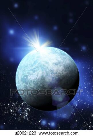 Drawing - Kepler-20f exoplanet, artwork. Fotosearch