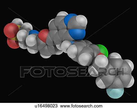 Lapatinib drug molecule View Large Illustration Drawing - Lapatinib drug molecule. Fotosearch