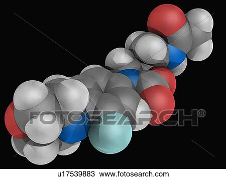 Drawing - Linezolid drug molecule. Fotosearch