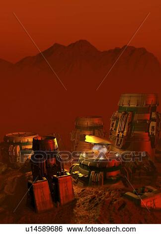 Martian colony, artwork View Large Illustration Stock Illustration - Martian colony, artwork. Fotosearch