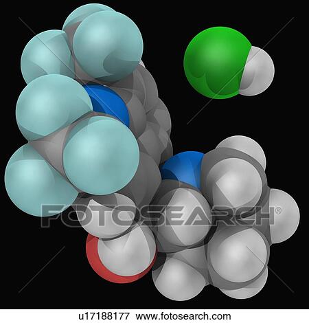 Stock Illustration - Mefloquine hydrochloride drug molecule. Fotosearch