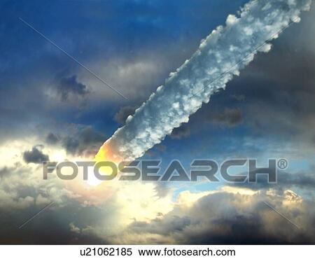 Stock Illustration - Meteor in the Earth's atmosphere, artwork. Fotosearch