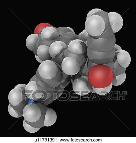 Clip Art - Mifepristone drug molecule. Fotosearch