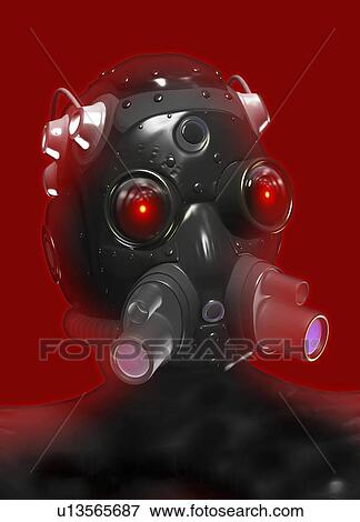 Stock Illustration - Military mask, conceptual artwork. Fotosearch