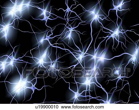Clipart - Nerve cells firing, artwork. Fotosearch