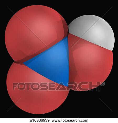 Stock Illustration - Nitric acid molecule. Fotosearch