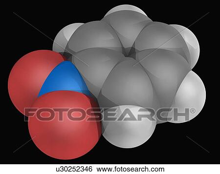 Nitrobenzene molecule View Large Illustration Stock Illustration - Nitrobenzene molecule. Fotosearch