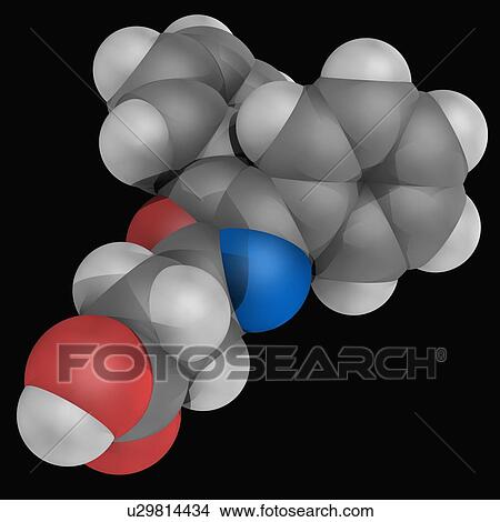 Stock Illustration - Oxaprozin drug molecule. Fotosearch