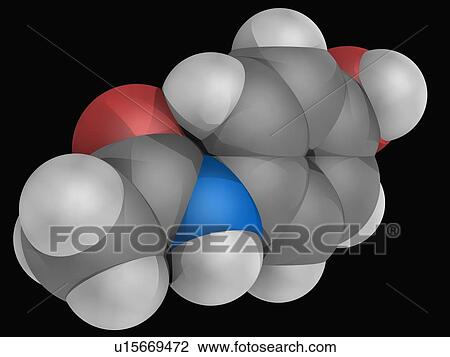 Drawing - Paracetamol drug molecule. Fotosearch