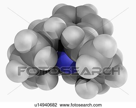 Drawing - PCP drug molecule. Fotosearch