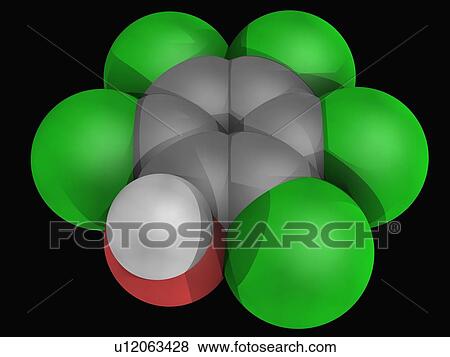 Stock Illustration - Pentachlorophenol molecule. Fotosearch