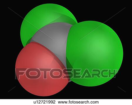 Drawing - Phosgene molecule. Fotosearch