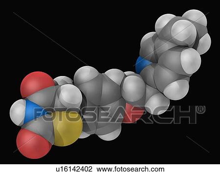 Drawing - Pioglitazone drug molecule. Fotosearch