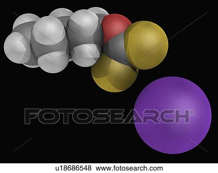 Stock Illustration - Potassium amyl xanthate molecule. Fotosearch