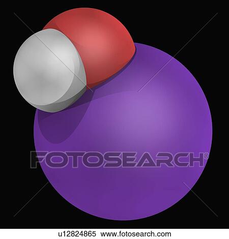 Stock Illustration - Potassium hydroxide molecule. Fotosearch