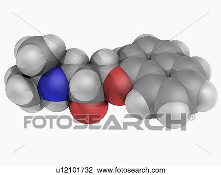 Drawing - Propanolol drug molecule. Fotosearch