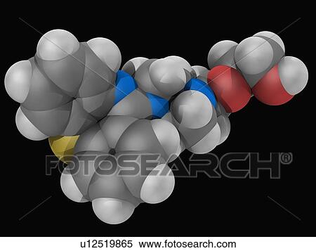 Stock Illustration - Quetiapine drug molecule. Fotosearch