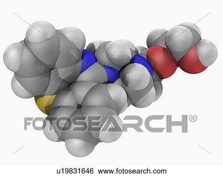Stock Illustration - Quetiapine drug molecule. Fotosearch