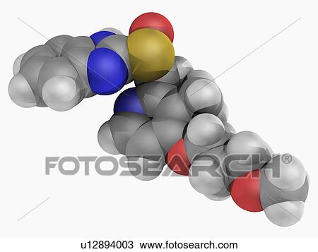 Drawing - Rabeprazole drug molecule. Fotosearch