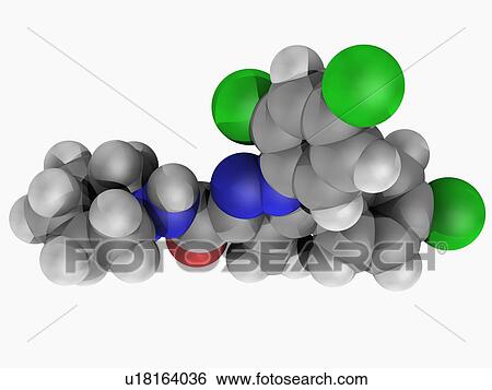 Stock Illustration - Rimonabant drug molecule. Fotosearch