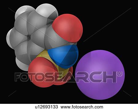 Drawing - Saccharin molecule. Fotosearch