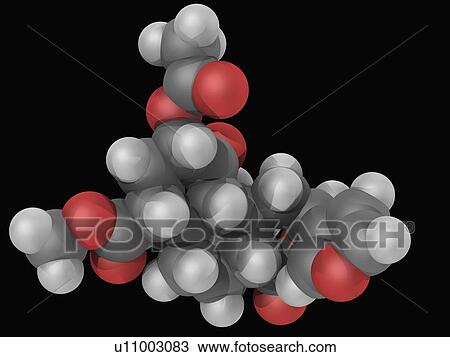 Drawing - Salvinorin A drug molecule. Fotosearch