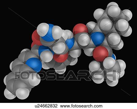 Drawing - Saquinavir drug molecule. Fotosearch