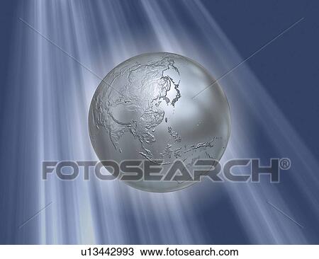 Drawing - Silver Earth, artwork. Fotosearch
