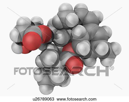 Drawing - Simvastatin drug molecule. Fotosearch