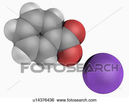 Stock Illustration - Sodium benzoate molecule. Fotosearch