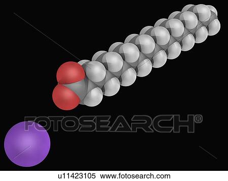 Stock Illustration - Sodium stearate molecule. Fotosearch