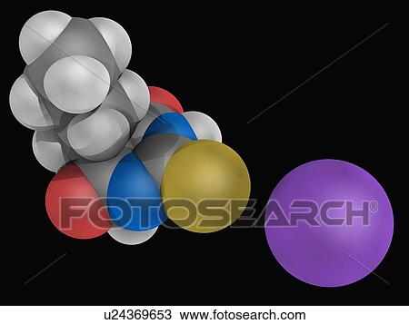 Drawing - Sodium thiopental drug molecule. Fotosearch