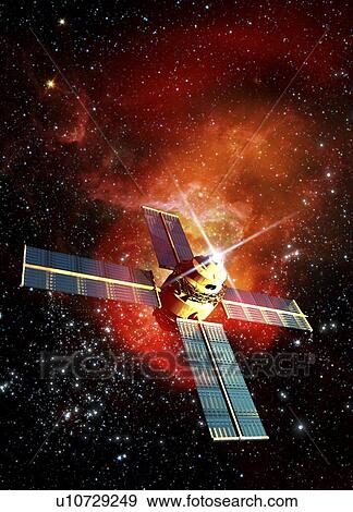 Solar flare hitting satellite, artwork View Large Illustration Stock Illustration - Solar flare hitting satellite, artwork. Fotosearch