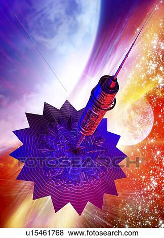 Stock Illustration - Solar sail spaceship, artwork. Fotosearch