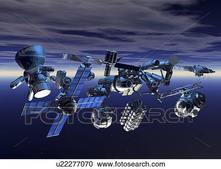 Space junk, artwork View Large Illustration Clipart - Space junk, artwork. Fotosearch