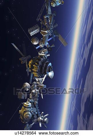 Stock Illustration - Space junk, artwork. Fotosearch