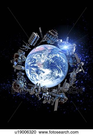 Clipart - Space junk, conceptual artwork. Fotosearch