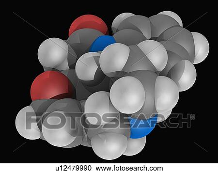 Clipart - Strychnine molecule. Fotosearch
