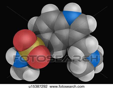 Drawing - Sumatriptan drug molecule. Fotosearch