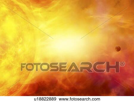 Stock Illustration - Sun engulfing the Earth, artwork. Fotosearch