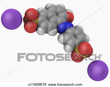 Stock Illustration - Sunset yellow FCF molecule. Fotosearch