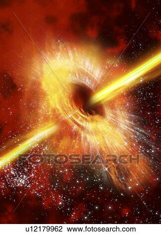 Supermassive black hole, artwork View Large Illustration Drawing - Supermassive black hole, artwork. Fotosearch