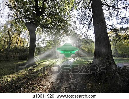 UFO landing on Earth View Large Illustration Clipart - UFO landing on Earth. Fotosearch